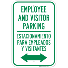 Employee And Visitor Parking With Bidirectional Arrow Bilingual Sign