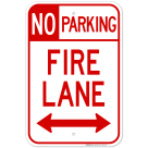 No Parking Fire Lane Sign, With Bidirectional Arrow