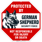 German Shepherd Sign, Beware German Shepherd Dog Warning Sign