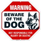 Beware of Dog Sign German Shepherd, Dog Warning Sign