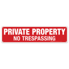 Private Property No Trespassing Sign, Rectangle Red Background Sign