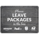 Package Delivery Sign, Please Leave Packages In The Box Gray Background