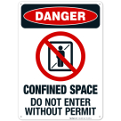 Confined Space Do Not Enter Without Permit Sign, OSHA Danger Sign
