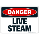 Danger Live Steam Sign, OSHA Danger Sign