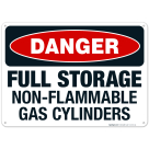 Danger Full Storage Non-Flammable Gas Cylinders Sign, OSHA Danger Sign