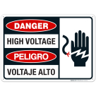 Danger High Voltage Bilingual Sign
