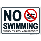 No Swimming Without A Lifeguard Present Sign