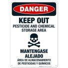 Danger Keep Out Pesticide And Chemical Storage Area Bilingual Sign