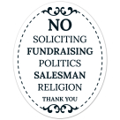 No Soliciting Fundraising Politics Salesman Religion Thank You Sign, (SI-1530)