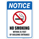 No Smoking Within 25 Feet of Building Entrance Sign