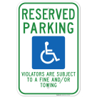 New Mexico Handicap Parking Sign, Handicap Reserved Parking Subject To A Fine And/Or Towing Sign