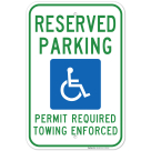 Arkansas Handicap Parking Sign, Reserved Parking Permit Required Towing Enforced Sign