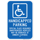 Massachusetts Handicap Parking Sign, Special Plate Required Unauthorized Vehicles May Be Removed Sign
