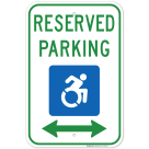 New York Handicap Parking Sign, Reserved Parking Access Symbol And Bidirectional Arrow Sign