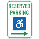 New York Handicap Parking Sign, Reserved Parking Accessible Symbol With Right Arrow Sign