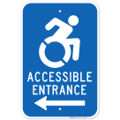 New York Handicap Parking Sign, Accessible Entrance Left Arrow With Symbol Sign