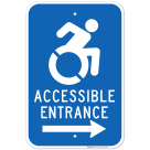 New York Handicap Parking Sign, Accessible Entrance Right With Arrow Sign