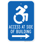 New York Handicap Parking Sign, Access At Side Of Building Accessible Symbol And Right Arrow Sign