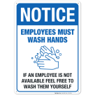 Funny Hand Washing Sign, Employees Must Wash Hands Sign