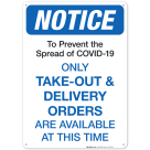 Social Distancing Sign,Takeout And Delivery Orders Only Sign