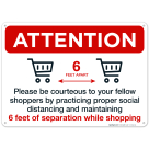 Social Distancing Sign, Please Maintain Social Distancing While Shopping