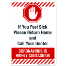 Coronavirus Alert If You Feel Sick Call Your Doctor Sign