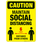 Social Distancing Sign, Maintain Social Distancing 6 Feet Apart