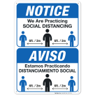 Social Distancing Bilingual Sign, Social Distancing Sign, Spanish English