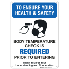 Body Temperature Check Required Sign, Social Distancing Sign
