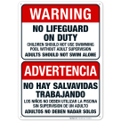 No Lifeguard On Duty Bilingual Sign