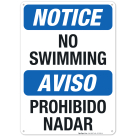 No Swimming Sign, Bilingual English Spanish