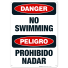 Danger No Diving Sign, Bilingual Spanish English