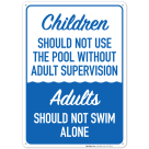 Children Should Not Use The Pool Without Adult Supervision Sign