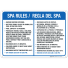 Spa Rules Sign, Bilingual English Spanish