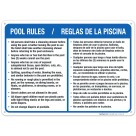 Pool Rules Bilingual Sign, Spanish English 
