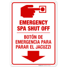 Emergency Spa Shut Off Sign, Bilingual English Spanish