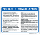 Bilingual Pool Rules Sign, English Spanish