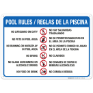 Pool Rules Sign Bilingual, Spanish English