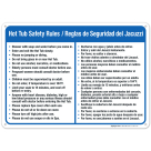 Hot Tub Safety Rules Sign, Bilingual English Spanish