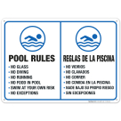 Pool Rules Sign Bilingual, English Spanish