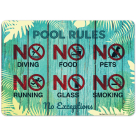 Pool Rules Decorative Sign, No Diving Food Smoking Glass Sign
