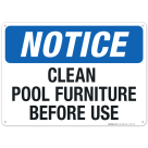 Social Distancing Pool Sign, Clean Pool Furniture Before Use