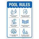 Pool Rules Sign, Social Distancing Pool Sign