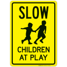 Slow Children At Play With Kids Playing Image Sign, Traffic Sign