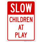Slow Children At Play Red Sign, Traffic Sign