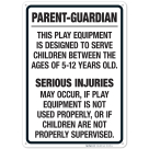 Play Equipment Is Designed To Serve Children Between The Ages Of 5-12 Sign, Traffic Sign