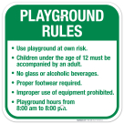 Playground Rules Sign, Use Playground At Own Risk Sign