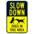 Slow Down Dogs In This Area Sign, Traffic Sign