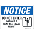 Do Not Enter Without A Confined Space Permit Sign, OSHA Sign