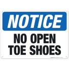 No Open Toe Shoes Sign, OSHA Sign